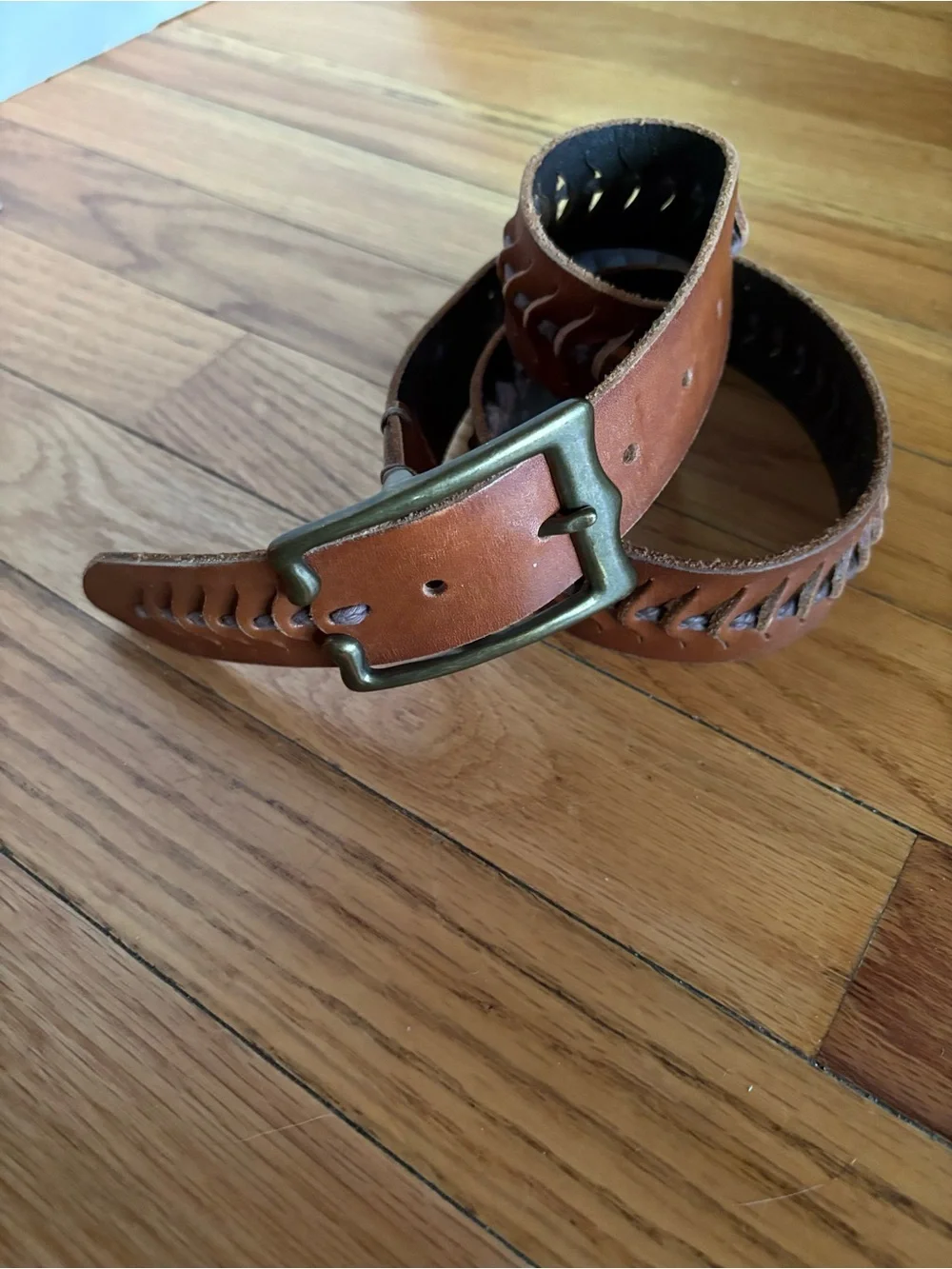 Braided Accent Women's Leather Belt - Brown